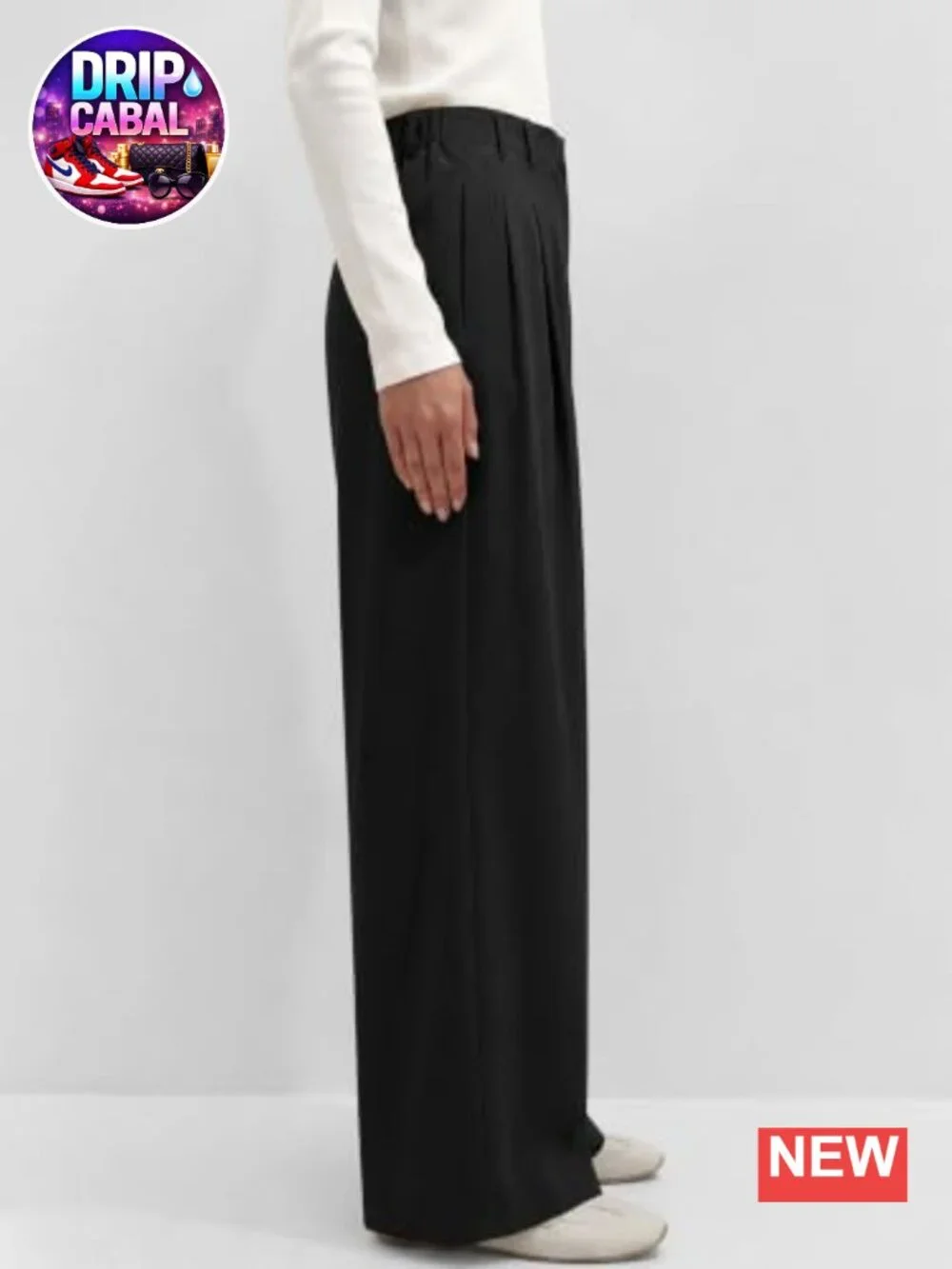 Wide Leg Work Pants High Waisted Flowy Trousers Pleated Pockets Wrinkle-Free
